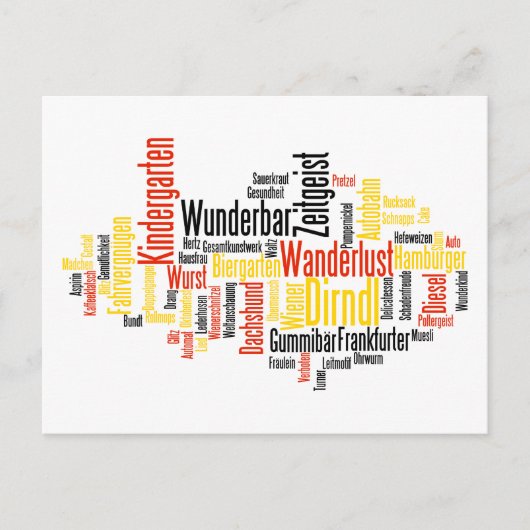 Duits Word Cloud - Deutsche Wortwolke Briefkaart (Voorkant)