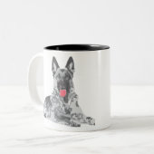 Duits zwart tweekleurige koffiemok (Voorkant links)