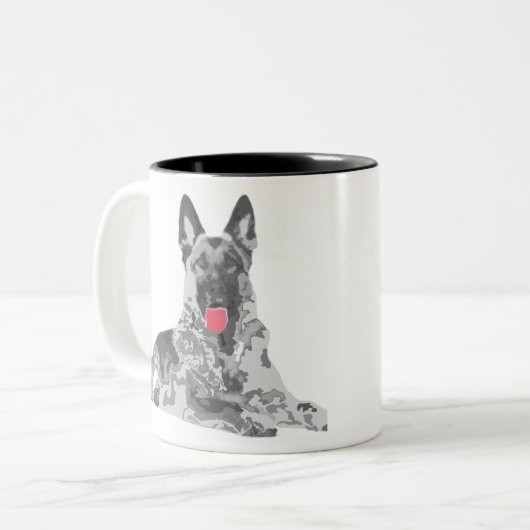 Duits zwart tweekleurige koffiemok (Voorkant links)