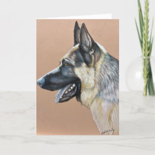 Duitscher Herder Profiel Hond Kunst Wenskaart Kaart