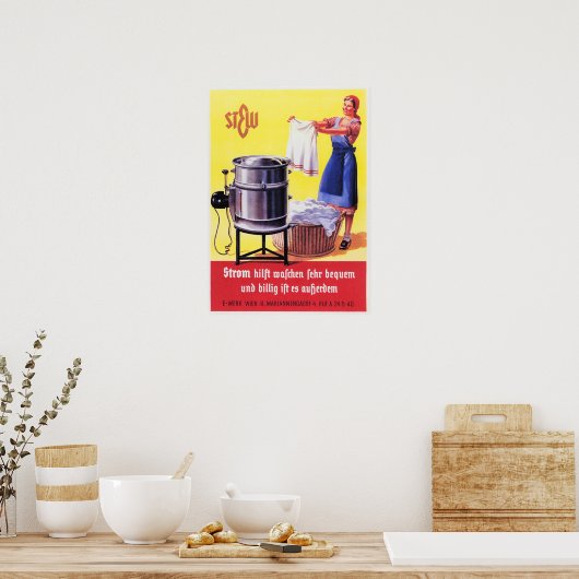 Duitse 1935 Elektrische wasmachine omkeren Poster (Keuken)