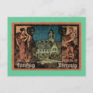 Duitse 50 Pfennig bankbilkaart na WO1 Briefkaart