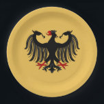 Duitse adelaar papieren bordje<br><div class="desc">Dit Duitse adelmodel van Richard H. Vay smelt de moderne en middeleeuwse. Het was geïnspireerd door zowel de moderne federale adelaar als de verschillende middeleeuwse kruidachtige arenden.</div>