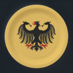 Duitse adelaar papieren bordje<br><div class="desc">Dit Duitse adelmodel van Richard H. Vay smelt de moderne en middeleeuwse. Het was geïnspireerd door zowel de moderne federale adelaar als de verschillende middeleeuwse kruidachtige arenden.</div>