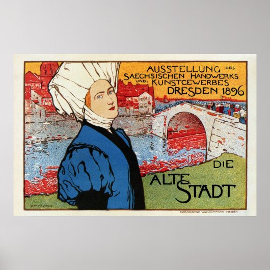 Duitse ambachtelijke kunst expo Dresden 1896 Poster (Voorkant)