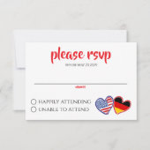 Duitse Amerikaanse hartvlaggen RSVP Kaartje (Voorkant)