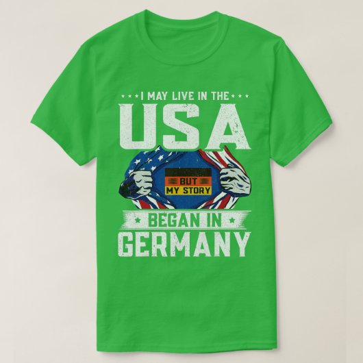 Duitse Amerikaanse vlag - Mijn verhaal begon in Du T-shirt (Design voorkant)