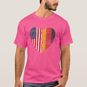 Duitse Amerikaanse vlaggen Hart Verenigde Staten D T-shirt