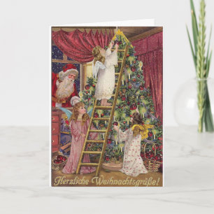  Duitse Angels Kerst Victoriaans Kunst Feestdagen Kaart