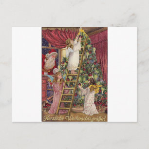  Duitse Angels Kerst Victoriaans Kunst Feestdagenkaart