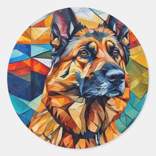 Duitse asielhond ronde sticker (Voorkant)