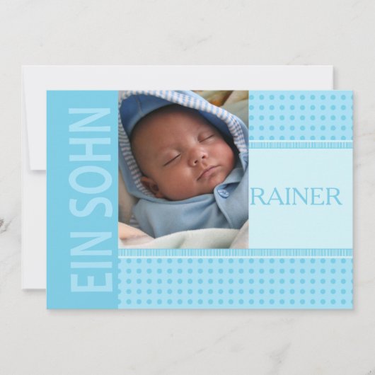 Duitse Baby Boy Birth koninklijke bekendmaking Aankondiging (Voorkant)