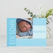 Duitse Baby Boy Birth koninklijke bekendmaking Aankondiging (Staand voorkant)