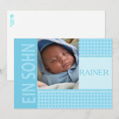 Duitse Baby Boy Birth koninklijke bekendmaking Aankondiging (Voorkant / Achterkant)