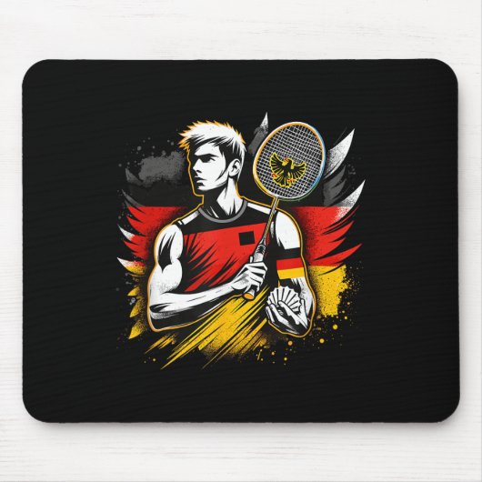 Duitse badmintonliefhebber racket shuttle Duitslan Muismat (Voorkant)
