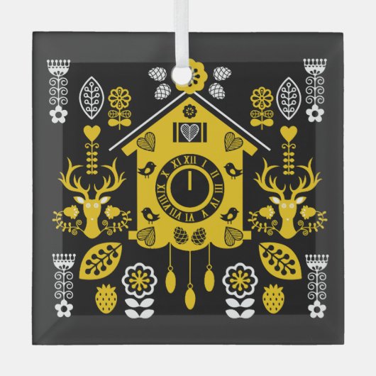 Duitse Bauernmalerei volkskunst Glas Ornament (Voorkant)