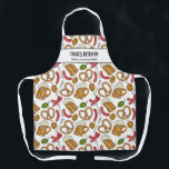 Duitse bier en vleermuizen Chef Oma's Kitchen Cust Schort<br><div class="desc">Fun apron met een patroon van Duits voedsel en twee regels aangepaste tekst. Voeg de naam van een chef-kok, de naam van uw Oma of Opa, een restaurantnaam, café of brouwerij toe of verwijder de tekst en rechthoek en gebruik gewoon het patroon. Ideaal voor aankomende chef-koks, verjaardagsfeestjes, speciale evenementen, cateraars,...</div>