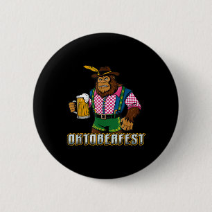 Duitse Bigfoot Sasquatch Beer Lederhose Funny _2 Ronde Button 5,7 Cm