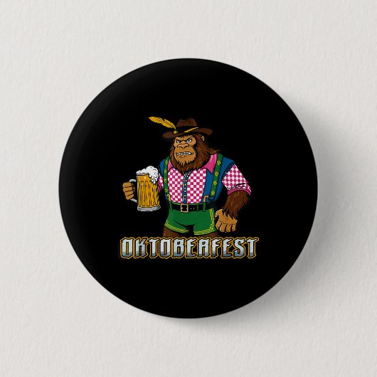Duitse Bigfoot Sasquatch Beer Lederhose Funny _2 Ronde Button 5,7 Cm (Voorkant)