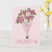 Duitse Birthday Pink bouquet of bloemen Kaart (Gele Bloem)