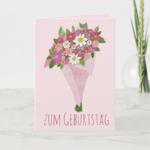 Duitse Birthday Pink bouquet of bloemen Kaart