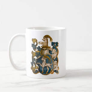  Duitse blauwe en goudcapricorn wapenschild Koffiemok