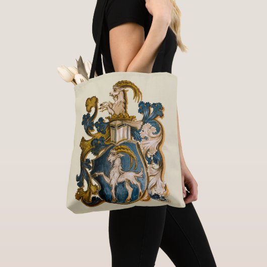  Duitse blauwe en goudcapricorn wapenschild Tote Bag (Dichtbij)