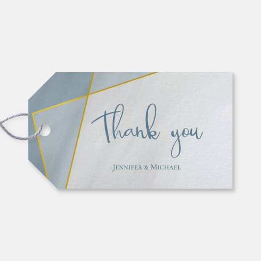 duitse blauwe lijst bruiloft cadeaulabel (Achterkant Horizontaal)