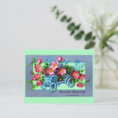 Duitse bloemenauto Happy Birthday Briefkaart (Staand voorkant)