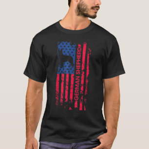 Duitse bondsdolheidshond Shepherd Dog Patriotic Am T-shirt