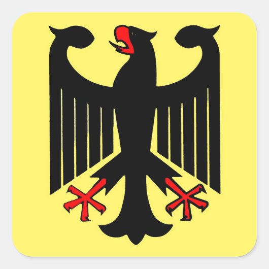 Duitse bondszwarte adelaar op gele schild vierkante sticker (Voorkant)