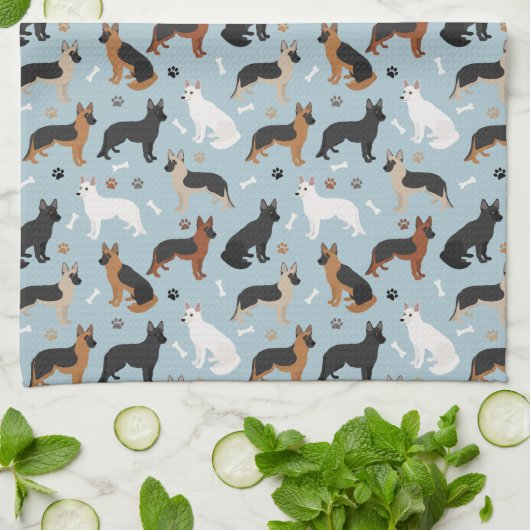 Duitse Botten van Shepherd en Paws Kitchen Towel Theedoek (Gevouwen)