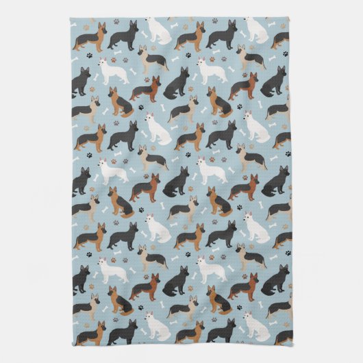 Duitse Botten van Shepherd en Paws Kitchen Towel Theedoek (Verticaal)