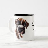 Duitse boxer close-up Mok met uw naam (Voorkant links)