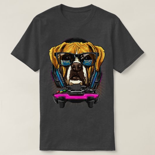 Duitse Boxer Dog Computer Video Game Lover Gaming T-shirt (Design voorkant)