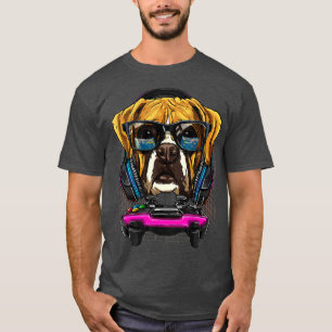 Duitse Boxer Dog Computer Video Game Lover Gaming T-shirt