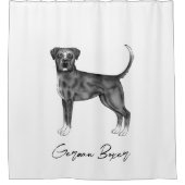 Duitse boxer Dog in zwart-wit en op maat Douchegordijn (Voorkant)