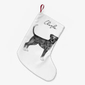 Duitse boxer Dog in zwart-wit en op maat Kleine Kerstsok (Voorkant (Hangend))