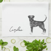 Duitse boxer Dog in zwart-wit en op maat Theedoek (Gevouwen)