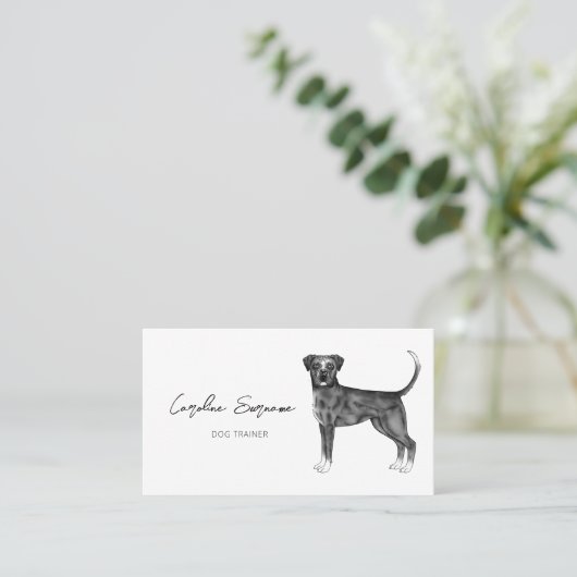 Duitse boxer Dog in zwart-wit en op maat Visitekaartje (Staand voorkant)