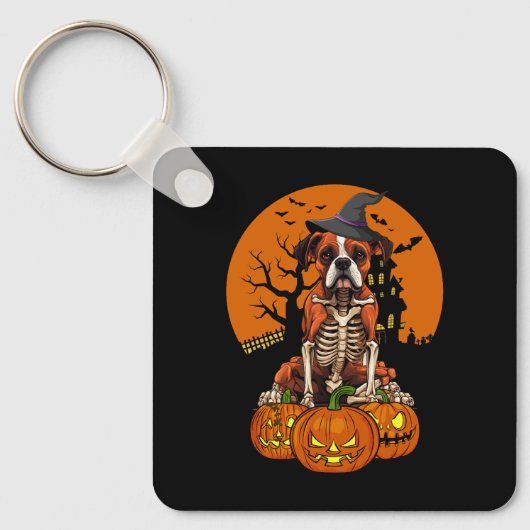 Duitse Boxer Hond Halloween Sleutelhanger (Voorkant)