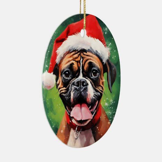 Duitse Boxer Kerstborstel schilderen kunstwerk Keramisch Ornament (Rechts)