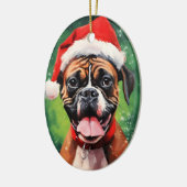 Duitse Boxer Kerstborstel schilderen kunstwerk Keramisch Ornament (Links)