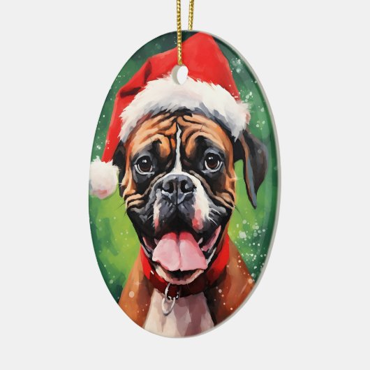 Duitse Boxer Kerstborstel schilderen kunstwerk Keramisch Ornament (Links)