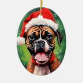 Duitse Boxer Kerstborstel schilderen kunstwerk Keramisch Ornament (Voorkant)
