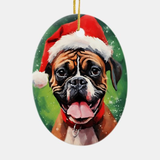 Duitse Boxer Kerstborstel schilderen kunstwerk Keramisch Ornament (Achterkant)