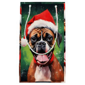 Duitse Boxer Kerstborstel schilderen kunstwerk Klein Cadeauzakje (Voorkant)