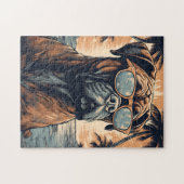 Duitse Boxer met zonnebril op een tropisch strand Legpuzzel (Horizontaal)