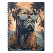 Duitse Boxer met zonnebril op een tropisch strand Notitieboek (Voorkant)