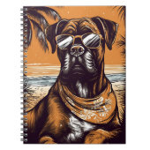 Duitse Boxer met zonnebril op een tropisch strand Notitieboek (Voorkant)